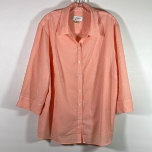 C.J. Banks 3/4 Cuff Sleeve Button Front Pleat Back Yolk Relaxed Fit Top Size 2X